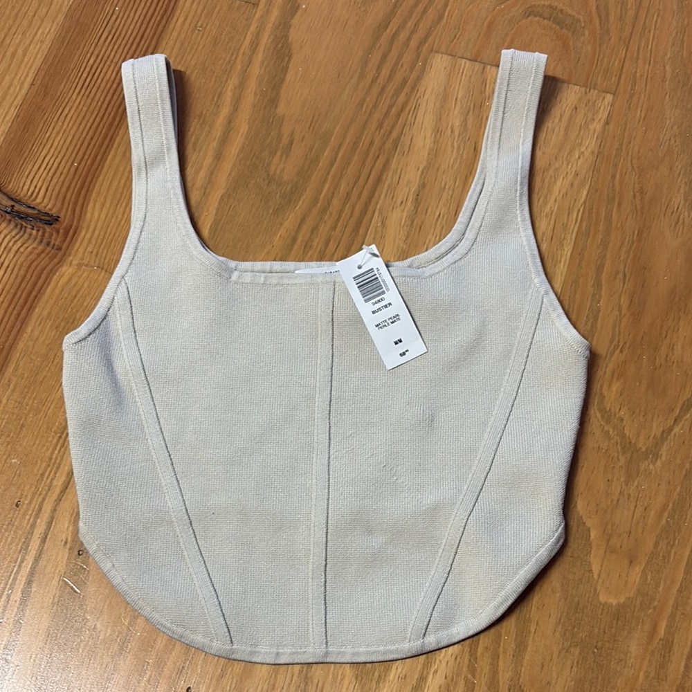 Babaton Cream Sleeveless Crop Top